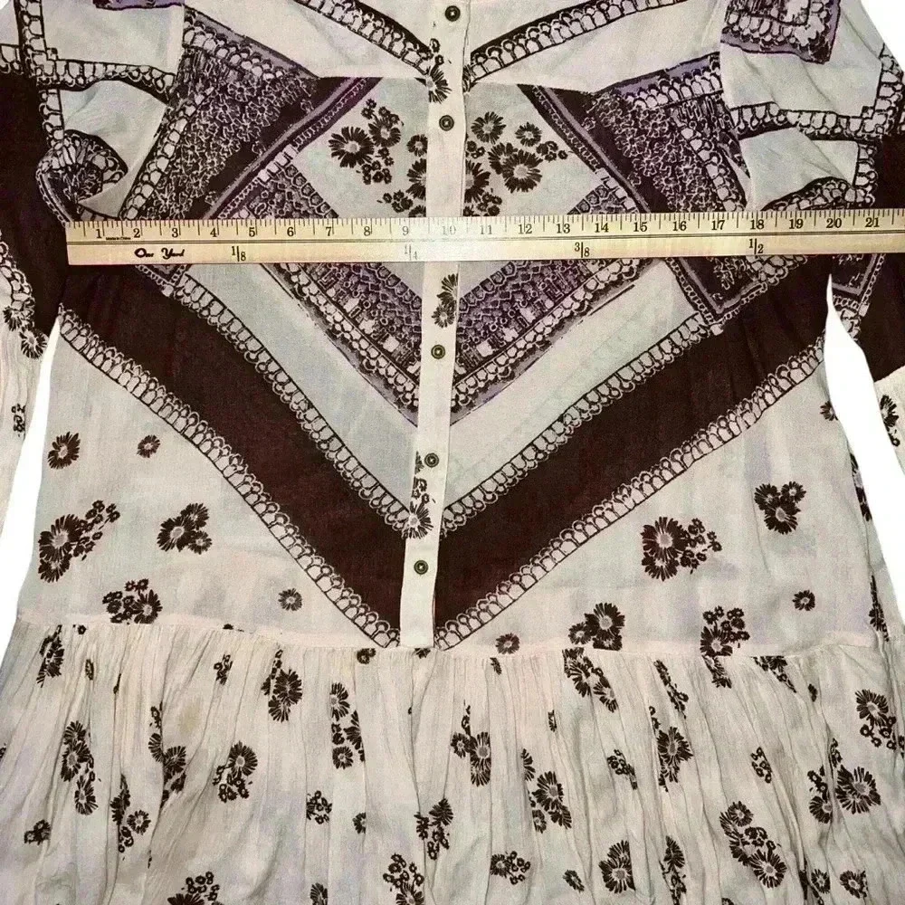Free People From Your Heart mini long sleeve rayon dress size small - Picture 8 of 8